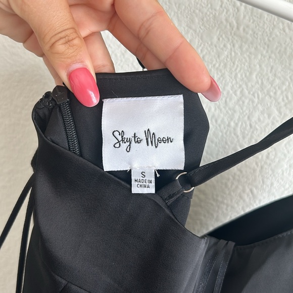 Silky Black Mini Dress - Picture 5 of 6